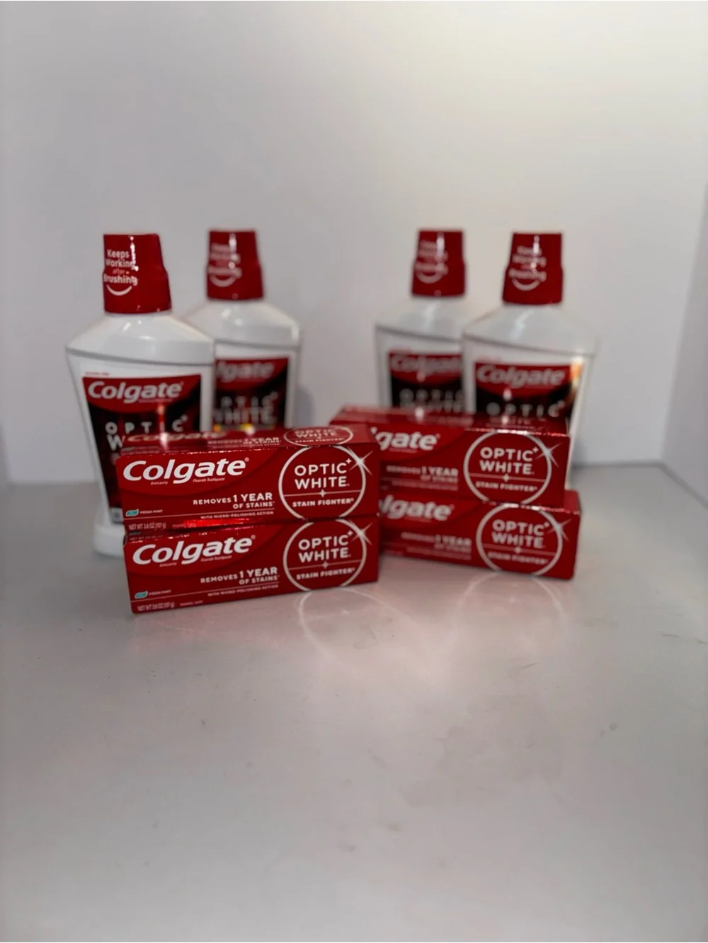 Colgate Optic White Toothpaste and Mouthwash Bundle- 8 Products Mint